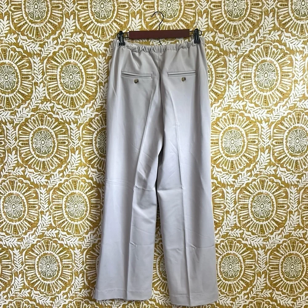 NWOT Free People Tyler Menswear Pleated Wide Leg Trousers in Dove Grey Sz XS